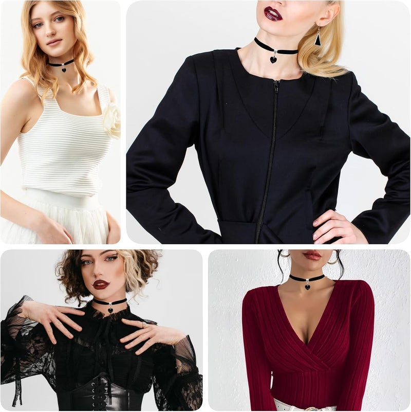 ISCASSE Black Choker Necklaces for Woman Love Heart Choker Necklace Adjustable Velvet Choker Soft Collar Chain Red Heart Necklace Halloween Cosplay Party - Image 4
